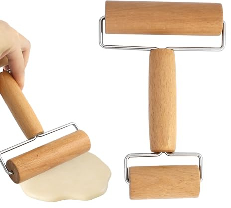Rouleau à Pâtisserie En Bois Avec Manche, petit et moyen, avec deux rouleaux, convient pour Pâtisserie,les desserts et les boulettes