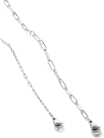 U7 collar de Cadena Acero Inoxidable Mujer Plateado, 3,4mm de Ancho, 36 + 5cm de Longitud, Collar de Clip Ajustable Minimalista Hipoalergénico con Caja de Regalo