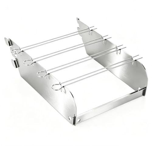 GFTIME Primezone Pare-vent pour Rösle Videro G2-S/G3-S/G4-S/G6-S – Avec 4 brochettes en acier inoxydable – Protection contre le vent et les éclaboussures – Support de broche en acier inoxydable