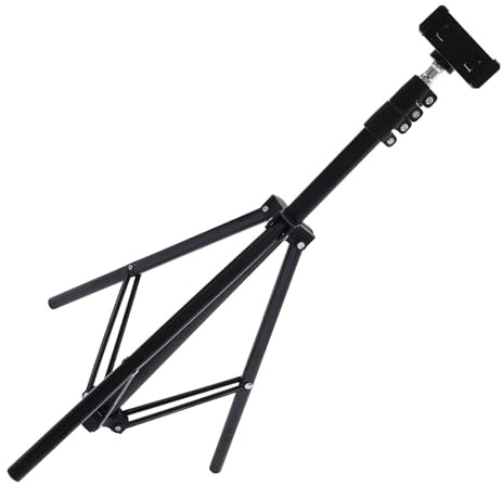 Mikinona Trípode Portátil Soporte Plegable Material de Aleación de Aluminio y Abs para Luz de Relleno Ajustable Adecuado para Transmisión y Espacios Pequeños