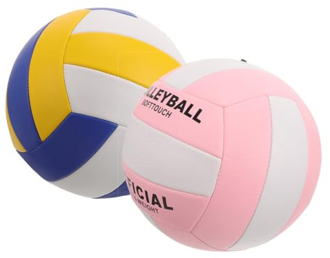 STOBAZA Ballon de Volley Souple N°5 2 Pièces Blanc Bleu Jaune, Épaisseur 2.0 Cm, pour Entraînement et Compétition en Salle, Balle de Sport Polyvalente, Ballon D’Exercice Volleyball