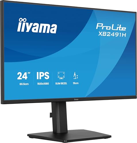 iiyama Prolite XB2491H-B1 60,5cm 24 IPS LED-Monitor Full-HD 120Hz HDMI DP Höhenverstellung Pivot Slim-Line Adaptive Sync Energieklasse C schwarz