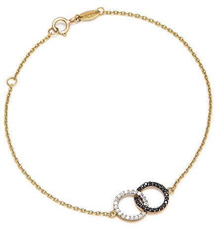 Maverton Kreis Damenarmband 333 Gold mit Kristallen + personalisierte Geschenkbox mit Gravur - Armreif mit zwei verschlungenen Kreisen für Frauen - Länge: 17-19 cm - 8 Karat