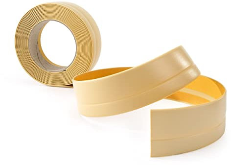 Quest Weichsockelleiste Selbstklebend - 25 mm x 15 mm - Knickleiste, Abschlussleiste für Küche, Badezimmer - Dichtungsband PVC, Flexibel, Wasserdicht, Dekorativ - 20 Meter, Creme