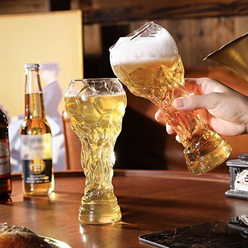 Plcnn 2 vasos de cerveza con forma de fútbol, taza de cerveza de la Copa del Mundo, vaso de fútbol, vaso de cerveza, vidrio de cristal, copa de vino para papá, novio, todos los fanáticos del fútbol