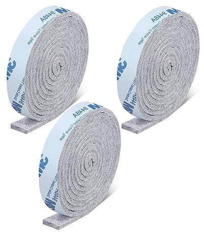 USTNIR 3 Rotoli Rotolo di Feltro Resistente, Feltrini Per Mobili, Feltro Autoadesivo per Hobbistica, Feltrini Sedie Taglio Libero Feltrini Adesivi per Mobili (100 x 2 CM), Grigio