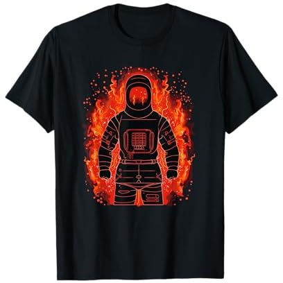 Lustiger Schutzanzug mit Flammen Kostüm T-Shirt
