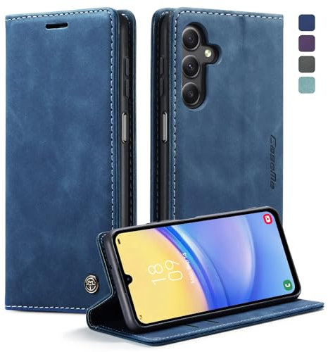 KZB Handyhülle für Samsung Galaxy A15 5G Hülle Premium Leder Klappbar Tasche Flip Case Magnet Kartenfach Standfunktion Klapphülle Schutzhülle für Samsung Galaxy A15 4G/5G - Blau