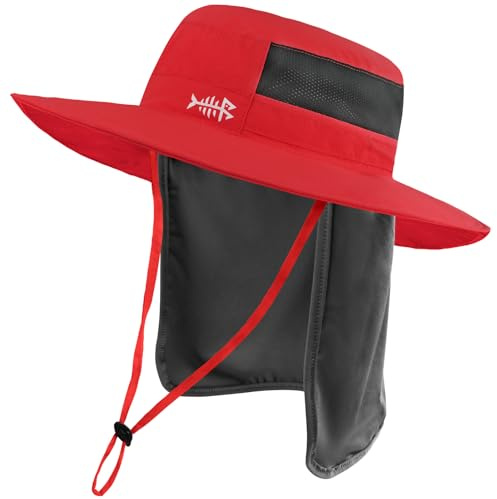 Bassdash Sonnenhut Fischerhut Bucket Hut UPF 50+ UV-Schutz Wasserdichter taktischer Angelhut mit breiter Krempe Einstellbare Größe mit Abnehmbarer Halsklappe für Männer und Frauen