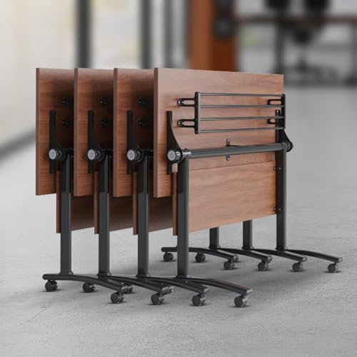 YUZDNM 4PCS Schreibtisch Klappbar - Konferenztisch - Besprechungstisch, Konferenzraumtisch Mit Geräuschlos Arretierbaren Rädern, Klappbarer Mobiler Schulungstisch Mit Klappdeckel(160X60X75CM)