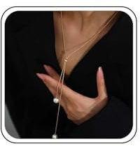 Cybche Boho Perle Tropfen Y Halskette Perle Y Lariat Halskette Gold Perle Schlange Kette Halskette Perle Anhänger Halskette Verstellbar Lange Perlenkette Schmuck Für Frauen