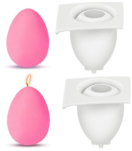 Pack of 2 Easter Egg Silicone Moulds, Egg Mould Silicone Moulds, 3D Casting Mould Easter Egg Candles, Egg Silicone Easter, Easter Egg Candle Moulds, Casting Moulds for DIY Chocolate, Candles, Soap