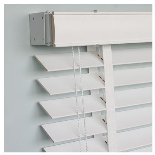 LYLXSF Tende Orizzontali per finestre in Legno in Legno Bianco blindi veneziani in Legno Massiccio per finestre, doghe da 50 mm, 50 cm 60 cm 80 cm 90 cm 100 cm 120 130 140 150 cm, tamponi a rulli di
