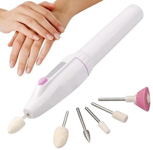 Juego de limas eléctricas de uñas, kit de manicura y portátil, herramienta alimentada por pilas, taladro de uñas profesional para pulir, recortar, pulir, perfecto para uso doméstico y de