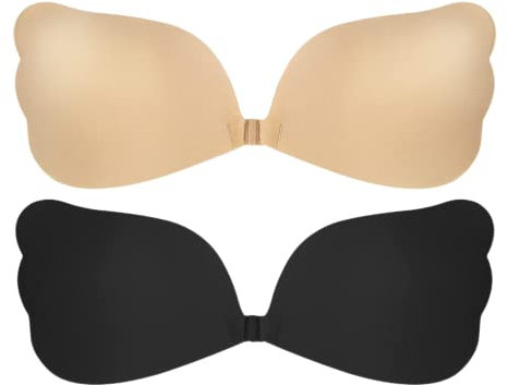 Stycizom Invisibile Adesivo Senza Spalline Push Up Reggiseno 2 Pezzi Copricapezzoli Riutilizzabile Traspirante per Donna per Abito Cerimonia
