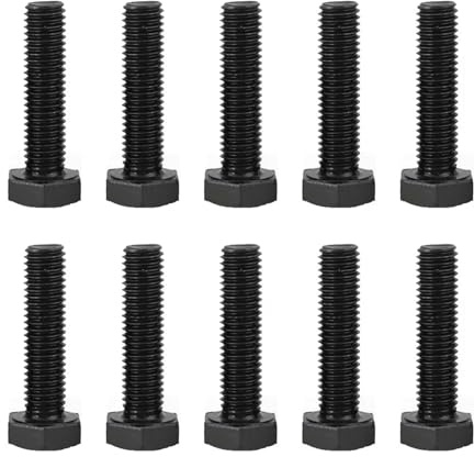 10 tornillos hexagonales, M10 x 50, DIN933, rosca completa, acero al carbono de alta resistencia de grado 8.8, tornillos de máquina, tornillos de cabeza métrica, para construcción, automoción