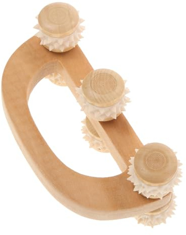 TIDTALEO Massaggiatore in Legno a 6 Rulli per Mani, Strumento Manuale per Massaggio e Rilassamento, Dispositivo Resistente per Terapia Benessere Quotidiana