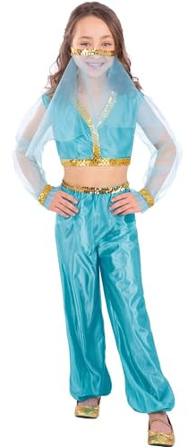 Smiffys Arabian Princess Costume, Blue with Trousers, Top & Headpiece, Girls Fancy Dress, Storybook Character Dress Up Costumes
