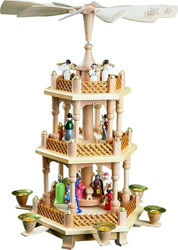 Weihnachtspyramide Tischpyramide Erzgebirge Richard Glässer Seiffen Seiffen 2-stöckig Christi Geburt bunt, 16720