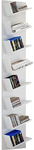 VCM Wandregal 33x16x180 cm 8 Fächer Holzwerkstoff Aufbewahrung | Bietet kompakten Stauraum für CDs, DVDs oder Bücher - Wohnzimmer oder Büro - für Sammler und Leseratten
