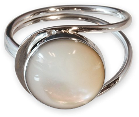 Fly Style Damenring Silber 925, Offener Ring mit Muschel oder Stein Inlays, Größe verstellbar