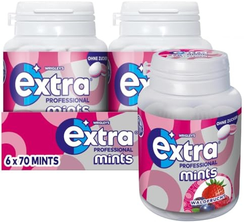 EXTRA Professional Waldfrucht Mints zuckerfrei Frischer Atem 6x70 Mints | Waldfrucht Mints mit langanhaltend fruchtiger Frische, zuckerfrei, super für Lernpausen, Arbeitspausen und die Handtasche