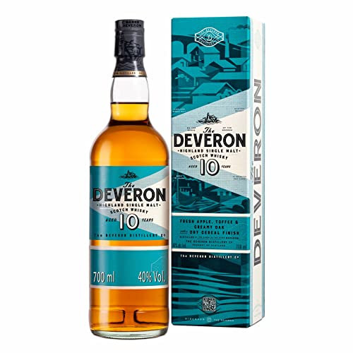The Deveron 10 Anni Highland Scotch Single Malt Whisky, Vol. 40%, 70 cl / 700 ml, in confezione regalo, note di mela, toffee e rovere cremoso, affinato in botti di rovere