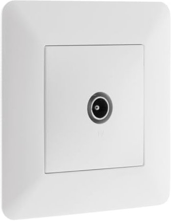 Zenitech - Prise TV Ø9,52 mm - Appareillage Encastré - Moteur Compact pour Câbles Faciles, Façade Réglable - Compatible Boîte d'Encastrement - Plaque 86 x 86 mm - Blanc