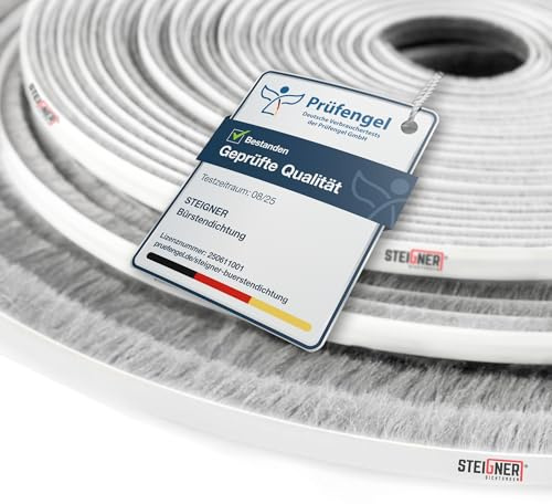 STEIGNER Joint brosse autocollant Gris 7 mm x 5 m - Joint pour fenêtres, portes coulissantes et intérieures - Protection contre les insectes, coupe-vent, isolation phonique
