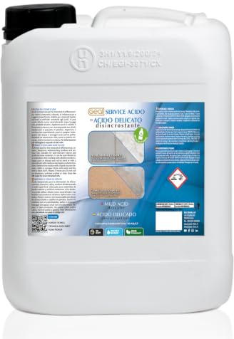 GEAL - Service Acido Detergente Delicato e Disincrostante, 5 l | Rimuove Efflorescenze, Residui Cementizi, Calcarei, di Imbiancatura e Ruggine
