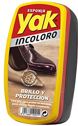 Yak - Esponja Limpiacalzado Incolora, Brillo Inmediato, para Calzado de Piel - 130 g