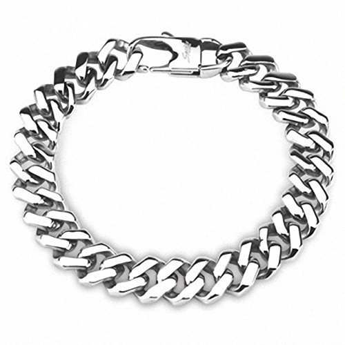 Mianova Edelstahl Panzer Armband Armreif Glieder Armband Armreif Massiv Panzer Armband Armreif Bracelet mit Biker Style Silber