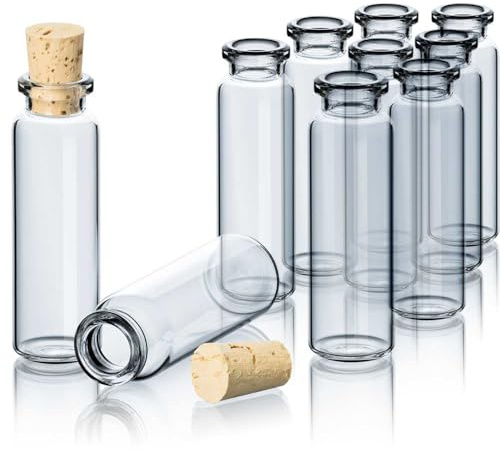 Tuuters 25 Stück Glasfläschchen mit Korken (75 xØ24mm) Mini Gläser | 20ml Füllvolumen, 7,5cm hoch, Hochwertiges Laborglas ideal als Give-Away, Gewürzglas, für Blumensamen oder Hochzeitsdeko