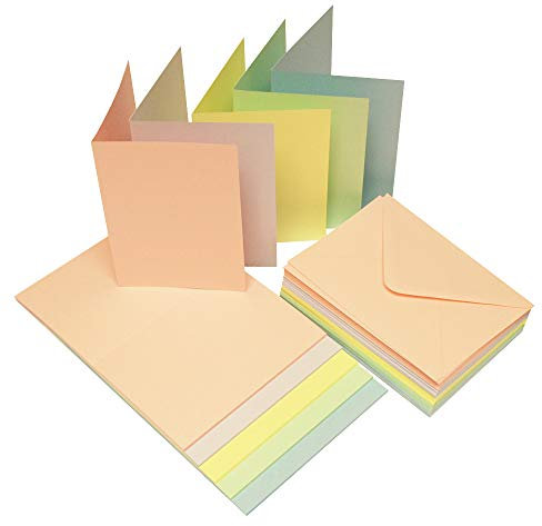 Craft UK UK 279 C6 Karte und Umschlag mit 50 Stück - Mixed Pastel pastellfarben