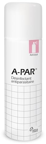A-PAR Désinfectant antiparasitaire - Désinfecte les vêtements et la literie dans les cas d'infestation de puces, punaises (punaises de lit), sarcopte de la gale et poux - Aérosol 200 ml