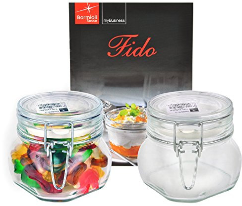 Bormioli Rocco 2er Set Drahtbügelglas FIDO, 500 ml, Einmachglas mit Bügelverschluss, inkl. Rezeptheft