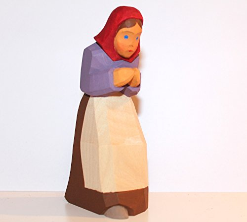 Lotte Sievers-Hahn betende Frau stehend mit Baumwollbeutel Krippenfigur