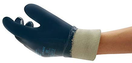 Ansell ActivArmr 27-602 Heavy Duty Work Gloves, Abrasion and Cut Resistant Nitrile Coating, Waterproof and Oil Repellent, Extra-Tough Safety Gloves for Professionals, Blue, Size M (12 Pairs)