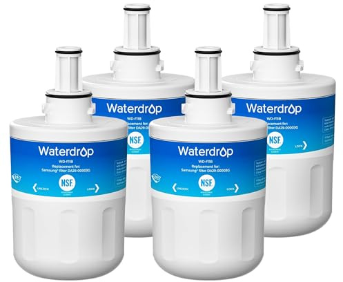 Waterdrop DA29-00003G kylskåp vattenfilter, ersättning för Samsung Aqua Pure Plus DA29-00003G DA29-00003B DA97-06317A DA61-00159A HAFCU1/XAA HAFIN2/EXP APP100 WF289, paket kan variera(4)