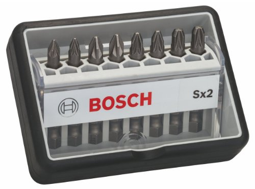 Bosch Professional 8tlg. Schrauberbit-Set Extra Hart für Pozidriv-Kreuzschlitzschrauben, 2607002557