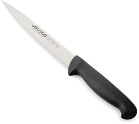 Arcos Fischmesser für Seezunge - Nitrum Edelstahl 18 cm - Griff aus schwarzem Polypropylen, Ideal für Langanhaltenden und Schweren Gebrauch - Serie 2900, Farbe Schwarz und Silber
