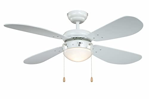 Deckenventilator mit Beleuchtung Classic, Gehäuse weiß, Flügelfarbe weiß, 107 cm