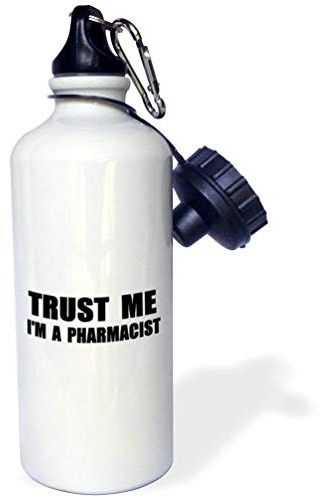3dRose wb_195643_1 Trust Me I'm A Pharmacist Pharmacy Work Humor Funny Job Text Gift Sports Water Bottle, 21Oz, Multicolored