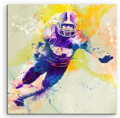 American Football IV 60x60cm Wandbild SPORTBILD Aquarell Art tolle Farben von Paul Sinus