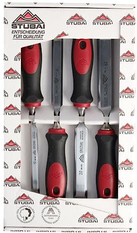 Stubai 356104 - Pack de 4 piezas para formón, mango de 2 cantos