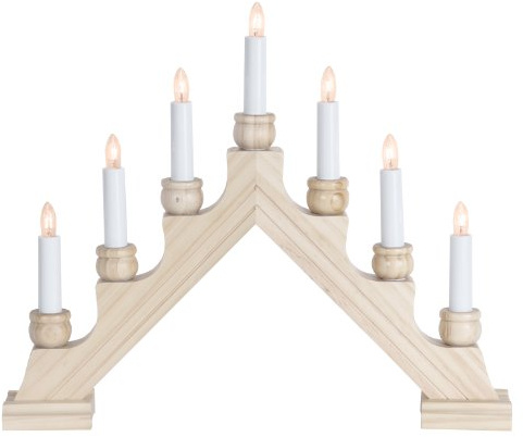 Star Fensterleuchter Karin-7, 7-flammig Material: Holz, klare Birnchen 35 x 42 cm,Vierfarb-Karton, Natur 276-20
