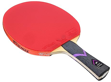 Butterfly Balsa Carbo X5 Pro-Line Table Tennis Racket - ITTF Professional Ping Pong Paddle – Carbon Blade Assembled with Tenergy 80 FX 2.1mm Red and Black Table Tennis Rubber