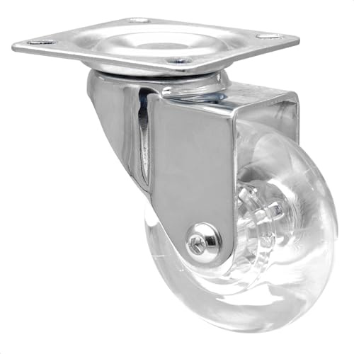 WAGNER Soft-Lenkrolle SKATER - Durchmesser Ø 60 mm, Bauhöhe 80 mm, Stahl verchromt, transparent, Anschraubplatte 60 x 60 mm, Tragkraft 50 kg - 03108601