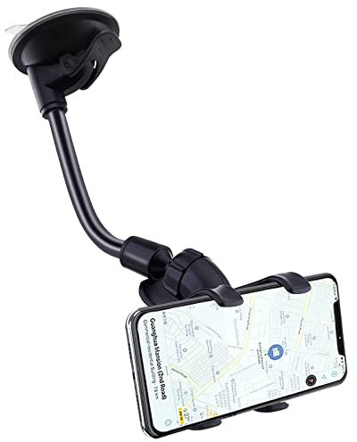 YZtree Phone Holders for Your Car: Windshield Phone Mount with Long Arm, 360° Rotation Strong Suction Cell Phone Car Mount, Anti-Shake Stabilizer for iPhone, Samsung, All Smartphones