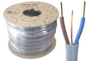 BASEC Approved Manufacturer Twin and Earth Cable, 2.5mm, 100M, Harmonised, 6242Y, PVC, Flat Grey, Compatible with Lights, Sockets, Switches, Appliances (230V AC), Electrical